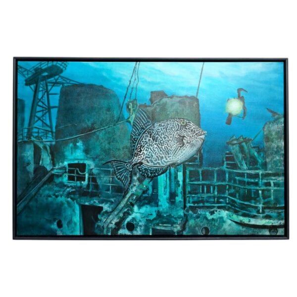 das wrack und sein wächter acrylgemälde auf leinwand, origianlwerk, 100x65cm